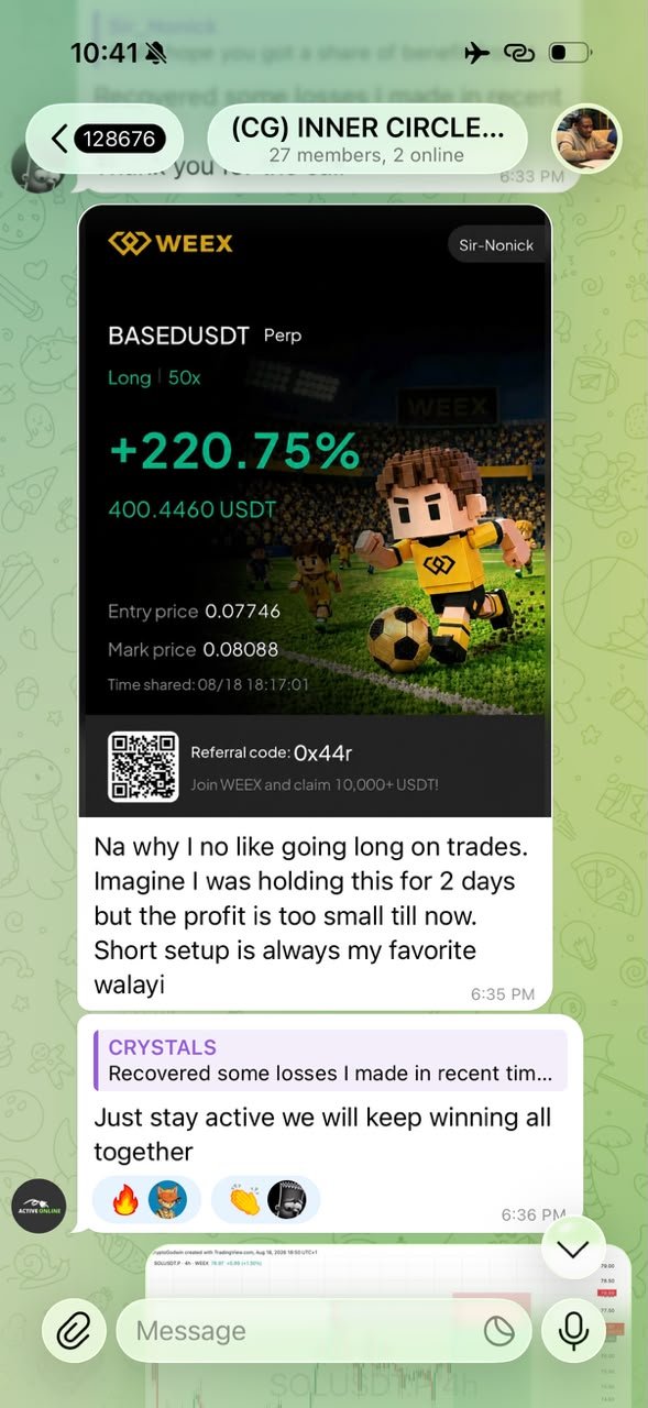 Documented trading result shared by TradebyCG